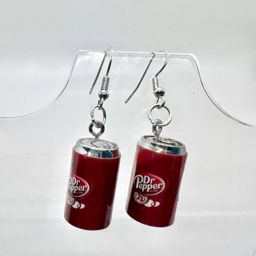 Dr Pepper Earrings - Soft Drink Earrings - Soda Can Earrings - Picture 4 of 7